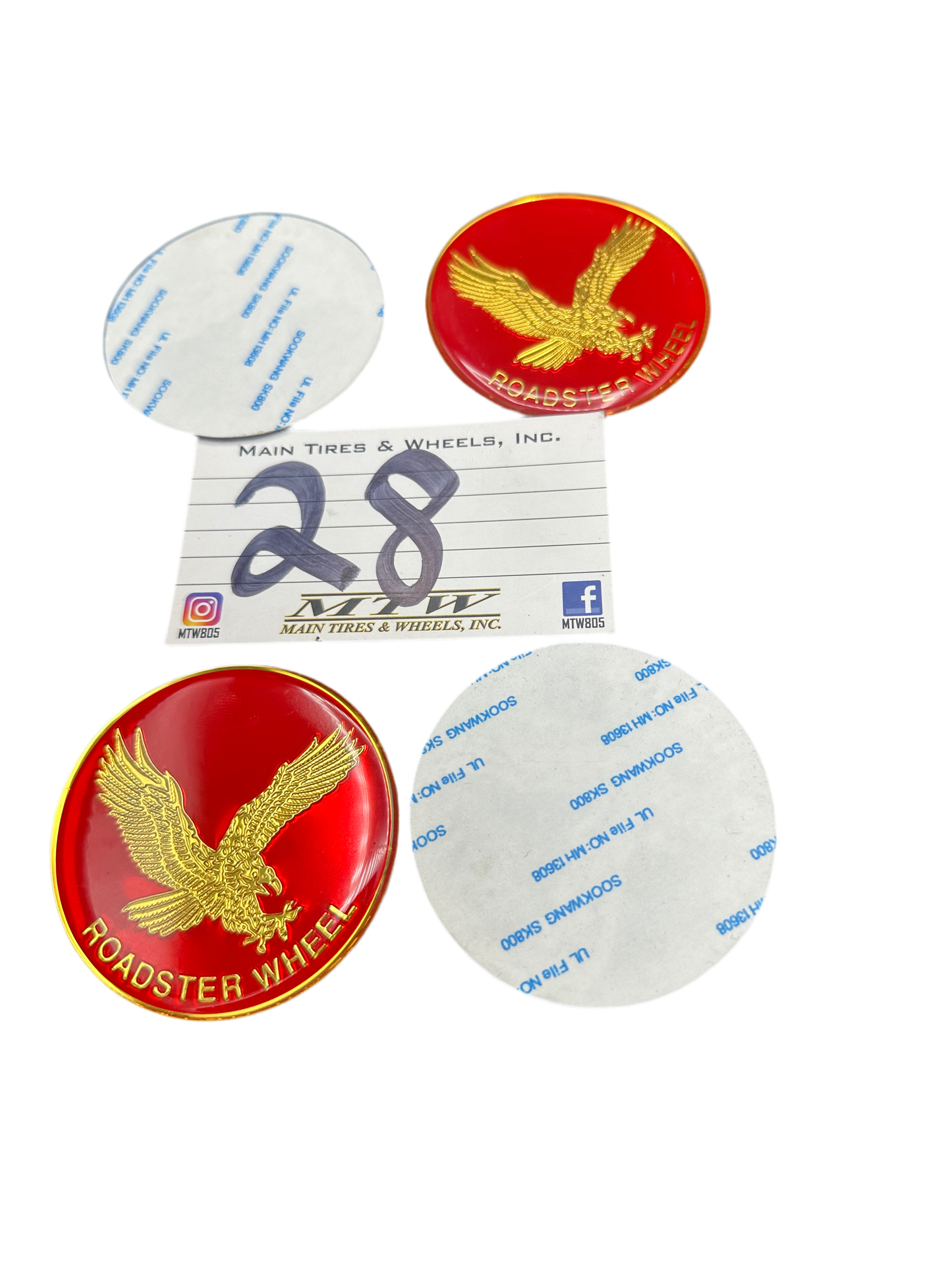 4 - RED AND GOLD EAGLE BIRD WHEEL CENTER CAP ROUND STICKER LOGO Appx 2” 5/8 DIA