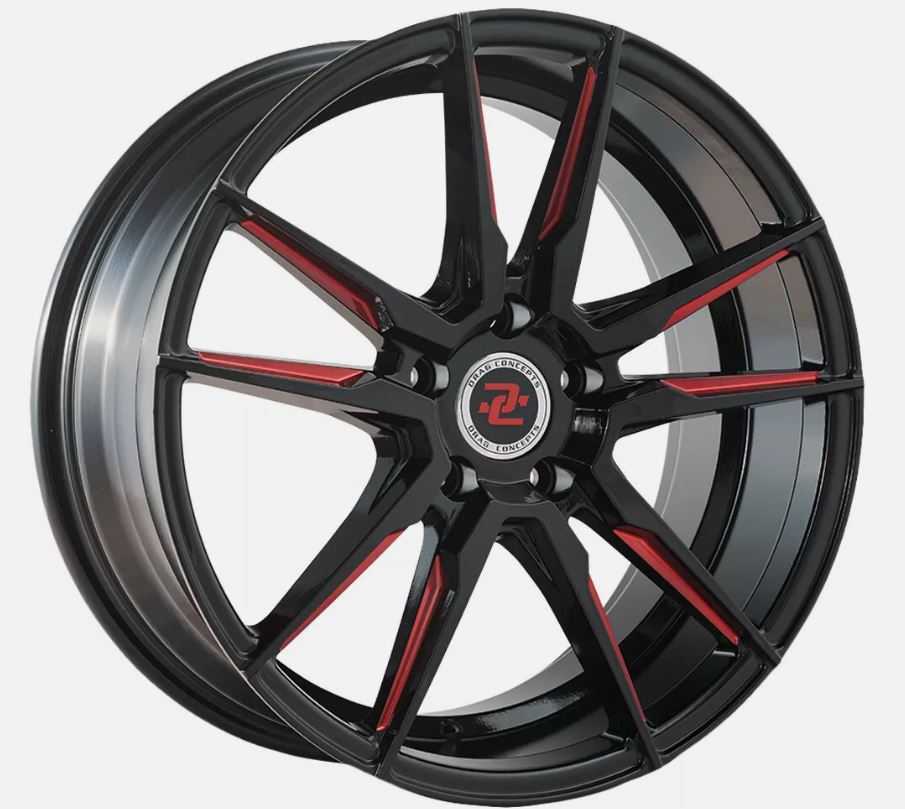 QTY 1 Drag Concepts R15 18x8 5x4.5" +35mm Black/Red Wheel Rim 18" Inch