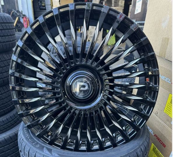 Set of 4 Pinnacle P328 Slayer 22x9 Wheels - Black/Milled Finish w/ Floating Caps