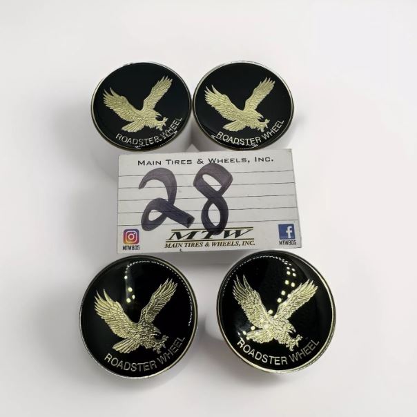 4 - GOLD AND BLACK EAGLE BIRD WHEEL CENTER CAP ROUND STICKER LOGO 2” 1/8 DIA