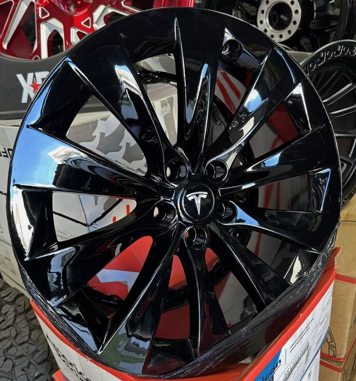 QTY 4 TESLA MODEL X 20" NEW GLOSS BLACK STAGGERED WHEELS RIMS