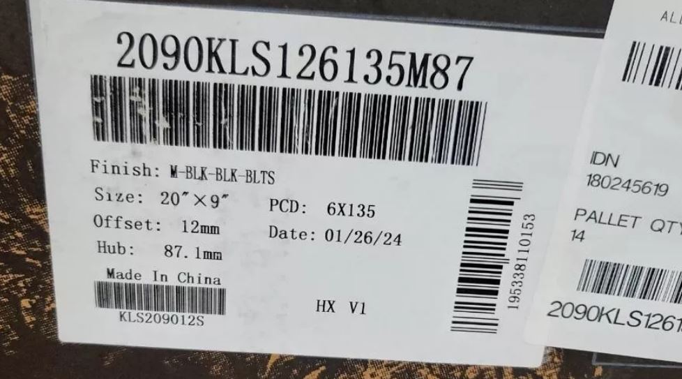 4 New 20x9 6x135 Black Rhino Kelso Wheel/Rim ET12