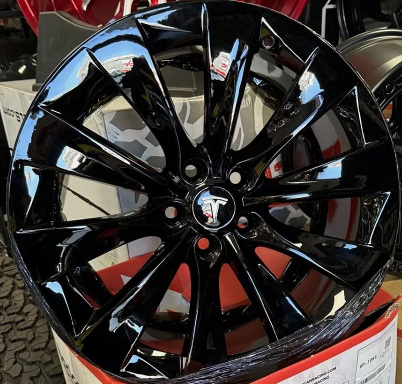 QTY 4 TESLA MODEL X 20" NEW GLOSS BLACK STAGGERED WHEELS RIMS